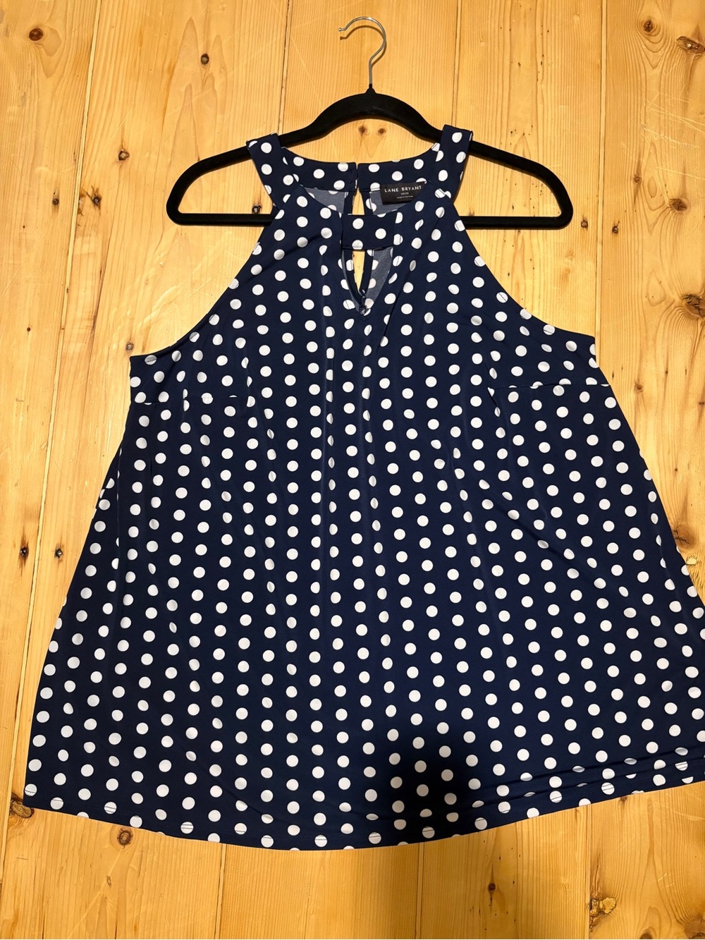 Lane Bryant Navy Polka Dot Halter Neck Tank